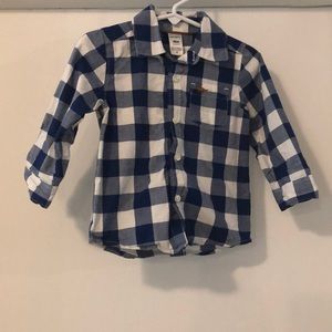 Navy Checkered Button Up